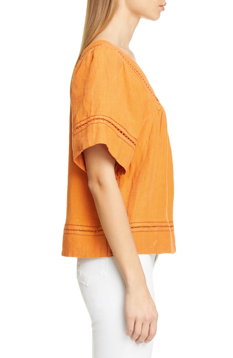 Sea Izzy Puff Sleeve Cotton & Linen Top, Alternate, color, 
