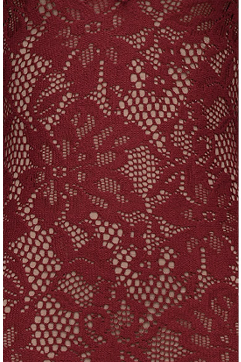 Pierette Cutout Detail Long Sleeve Lace Body-Con Dress, Alternate, color, RHUBARB