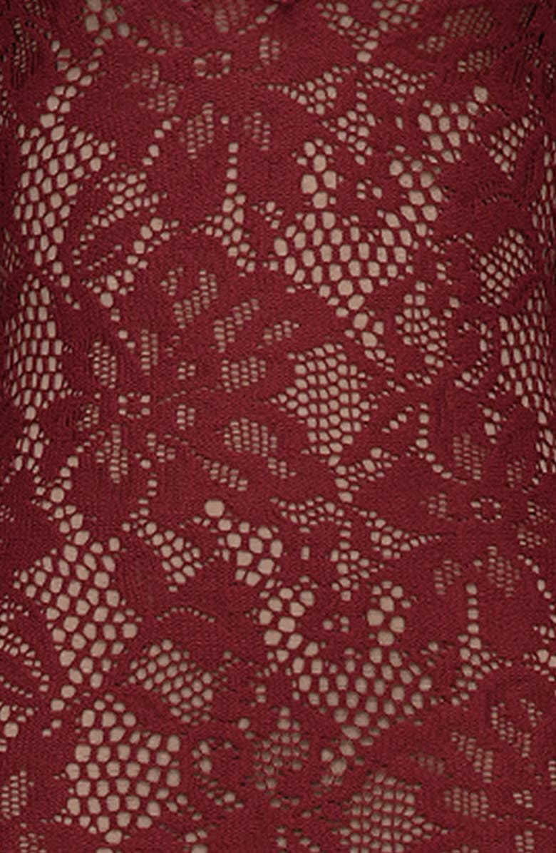 HOUSE OF CB Pierette Cutout Detail Long Sleeve Lace Body-Con Dress, Alternate, color, Rhubarb