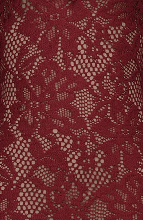 Shop House Of Cb Pierette Cutout Detail Long Sleeve Lace Body-con Dress In Rhubarb