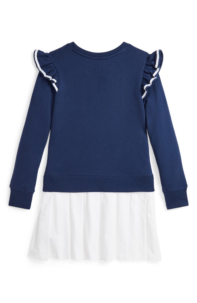 Ralph Lauren Kids' Ruffle Shoulder Mixed Media Dress, Alternate, color,