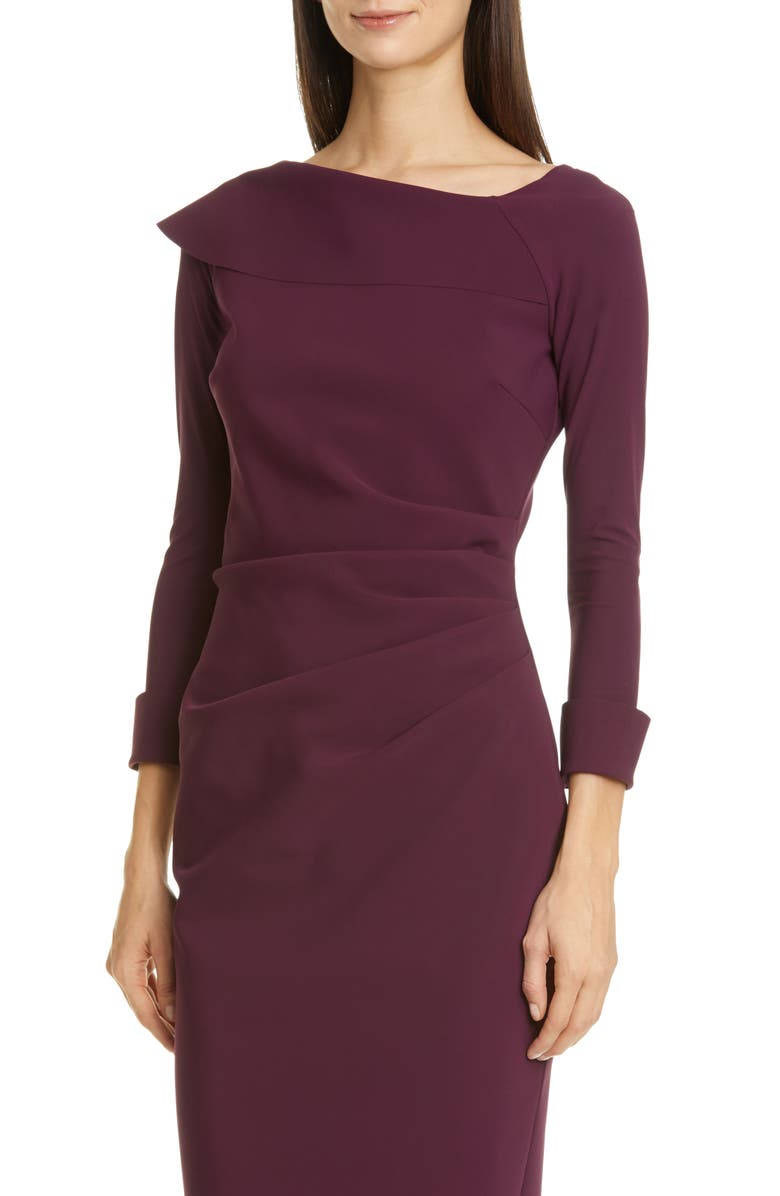 Chiara Boni La Petite Robe Tessana Asymmetrical Collar Sheath Dress, Alternate, color,