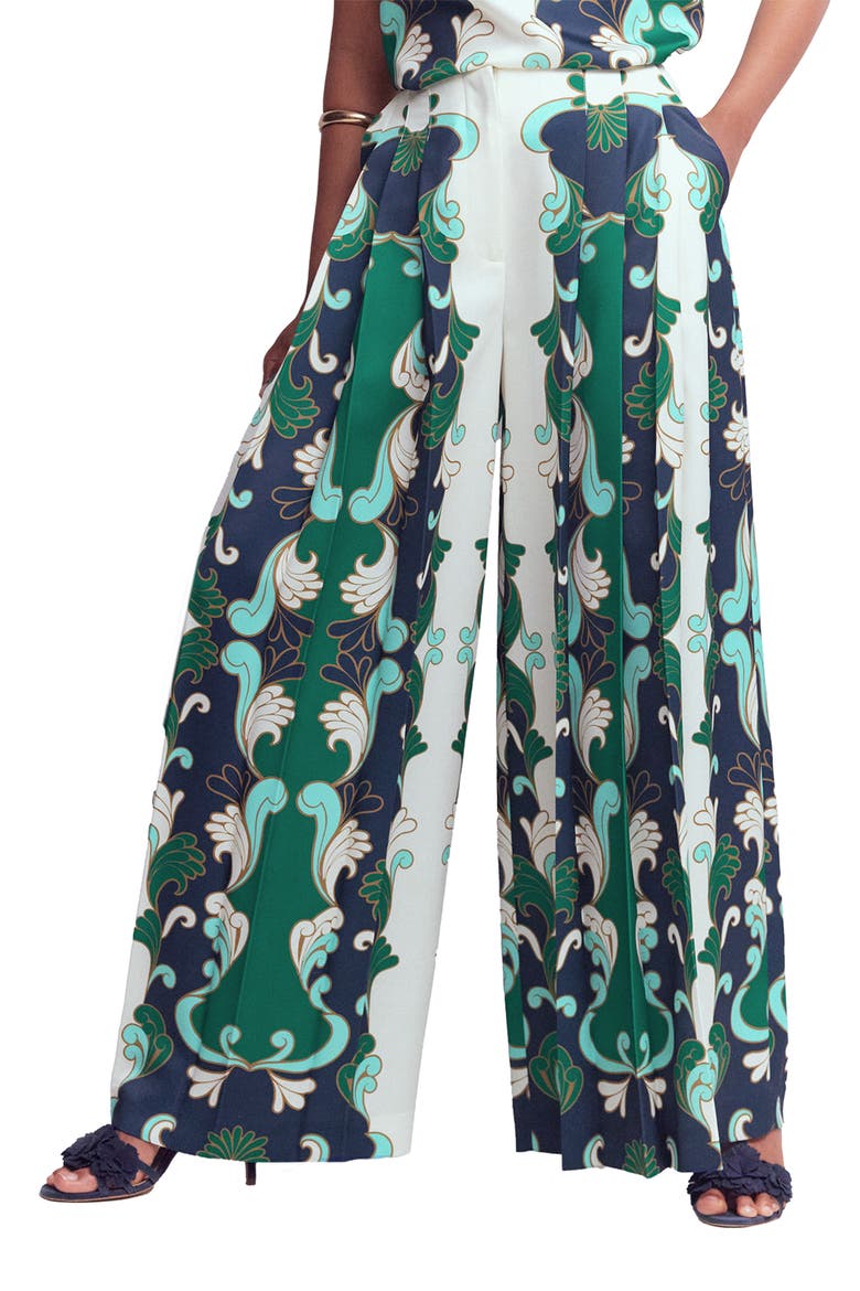 Regent Paisley Wide Leg Pants, Main, color, IVORY/ FOILAGE WHIRL