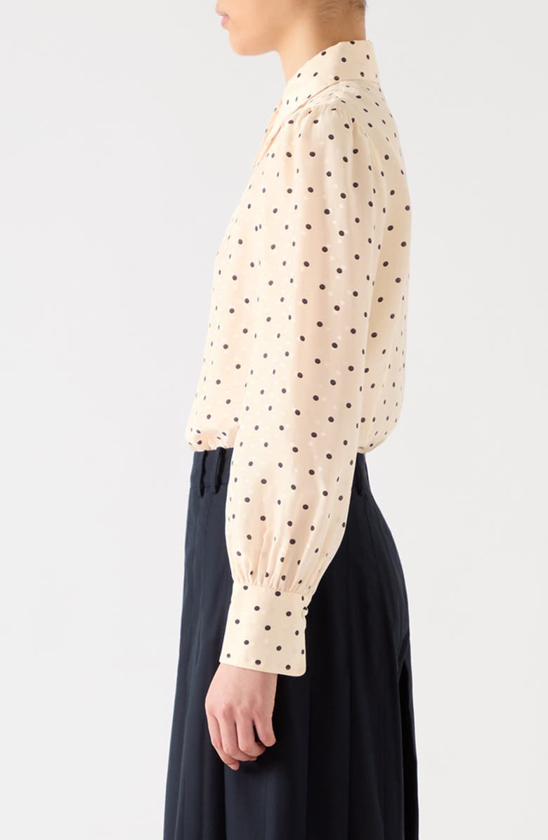 LK Bennett Sonya Polka Dot Button-Up Shirt, Alternate, color, Cream