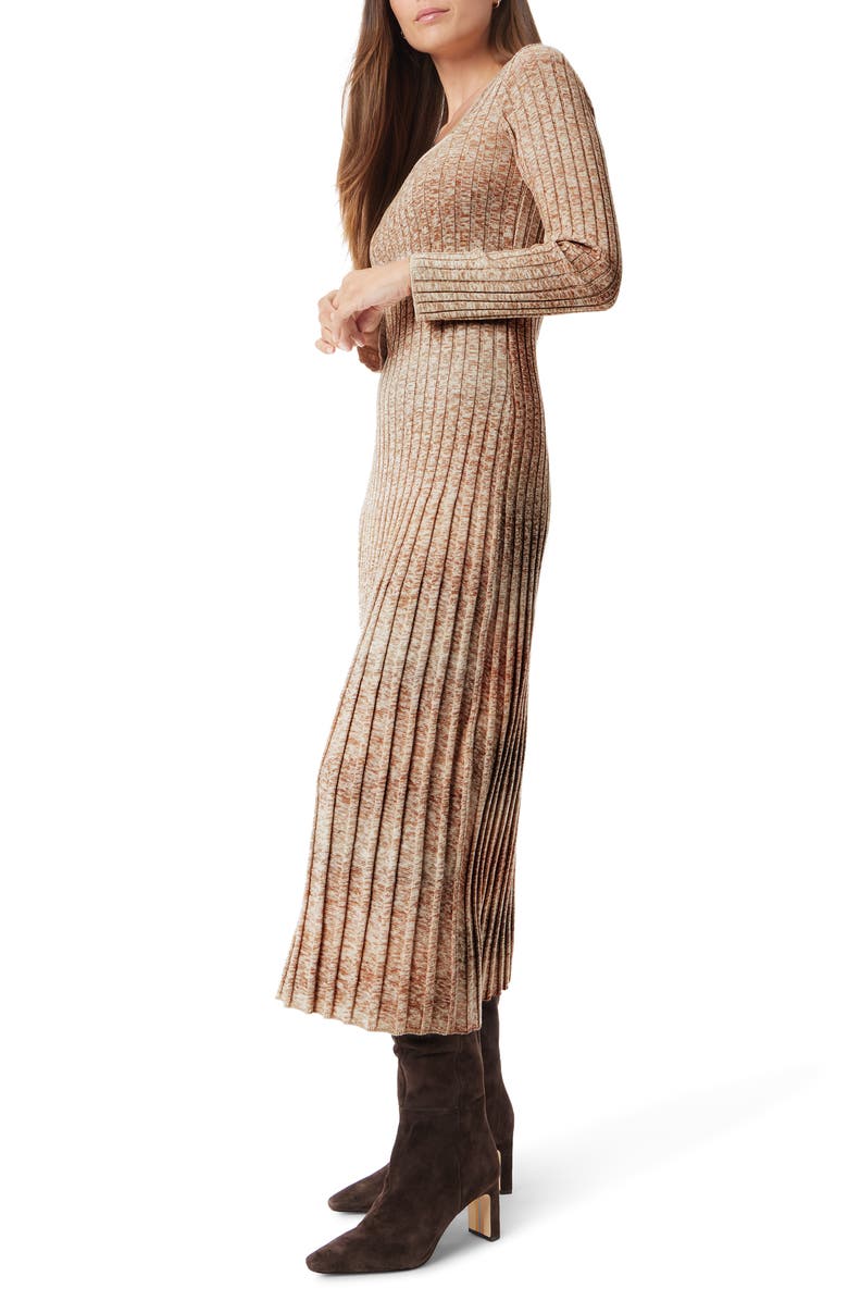 Sam Edelman Darya Ombré Rib Long Sleeve Cotton Blend Midi Sweater Dress, Alternate, color, Tan