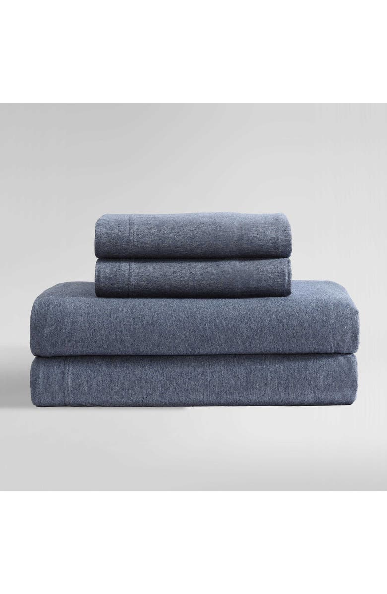 Calvin Klein Home Modern 300 Thread Count Mélange Cotton Blend Jersey King Sheet Set, Alternate, color, Dark Blue