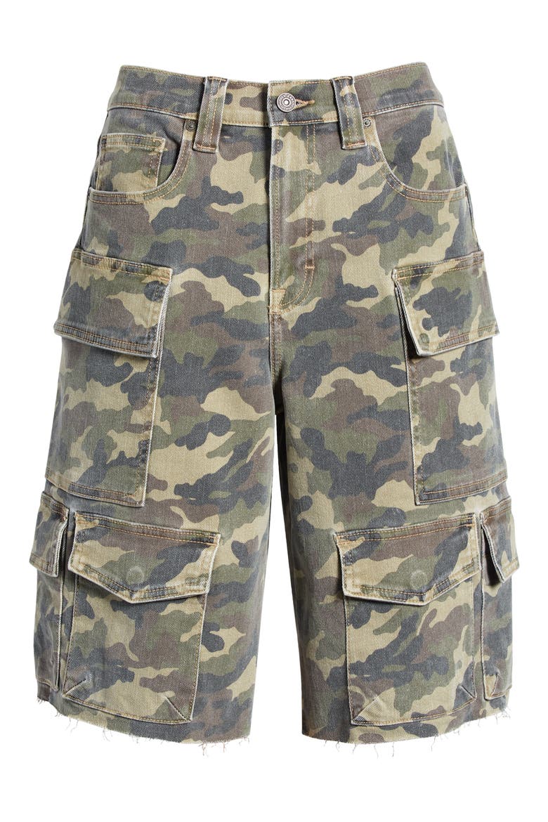 Camo Baggy Denim Cargo Shorts, Alternate, color, OLIVE