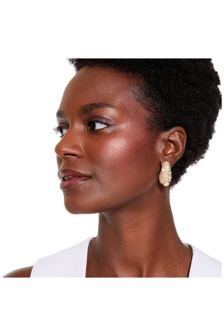 Crystal Pavé Dome Drop Earrings, Alternate, color, GOLD MULTI