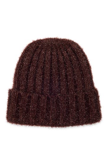 Bcbg Metallic Knit Beanie In Brown
