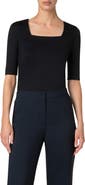 Akris punto Square Neck Stretch Cotton Top