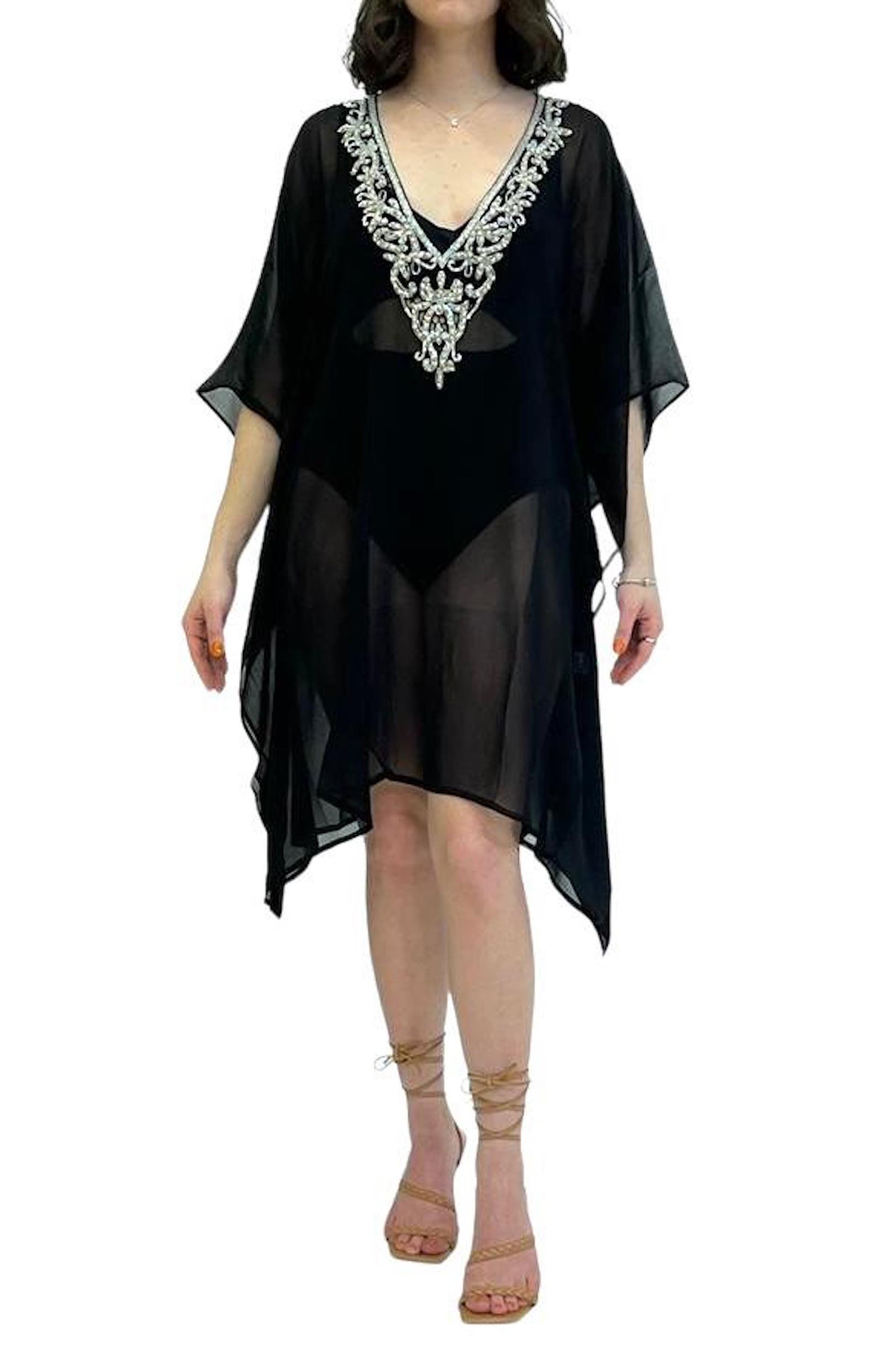 Sequin Embellished Slit Poncho - image 2
