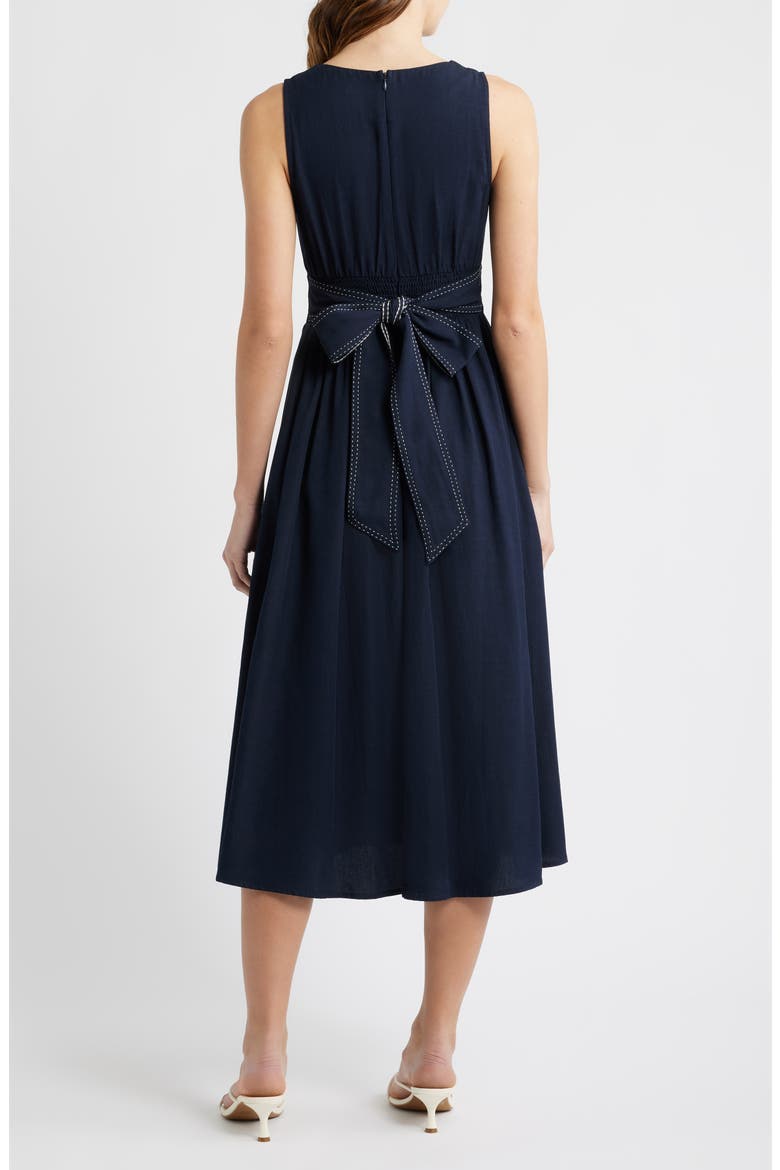 Contrast Stitch Sleeveless Tie Back Dress, Alternate, color, DARK NAVY