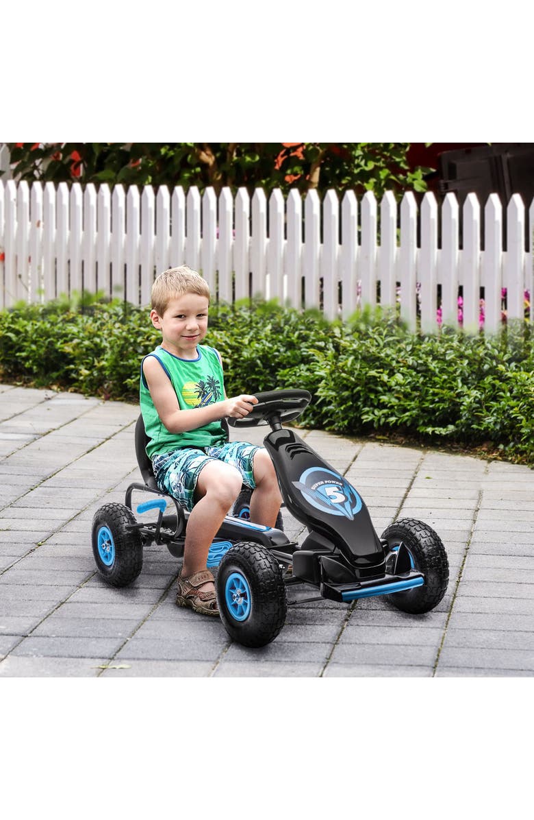Aosom Ergonomic Pedal Go Kart with Wear-Resistant Tread, Alternate, color, Blue