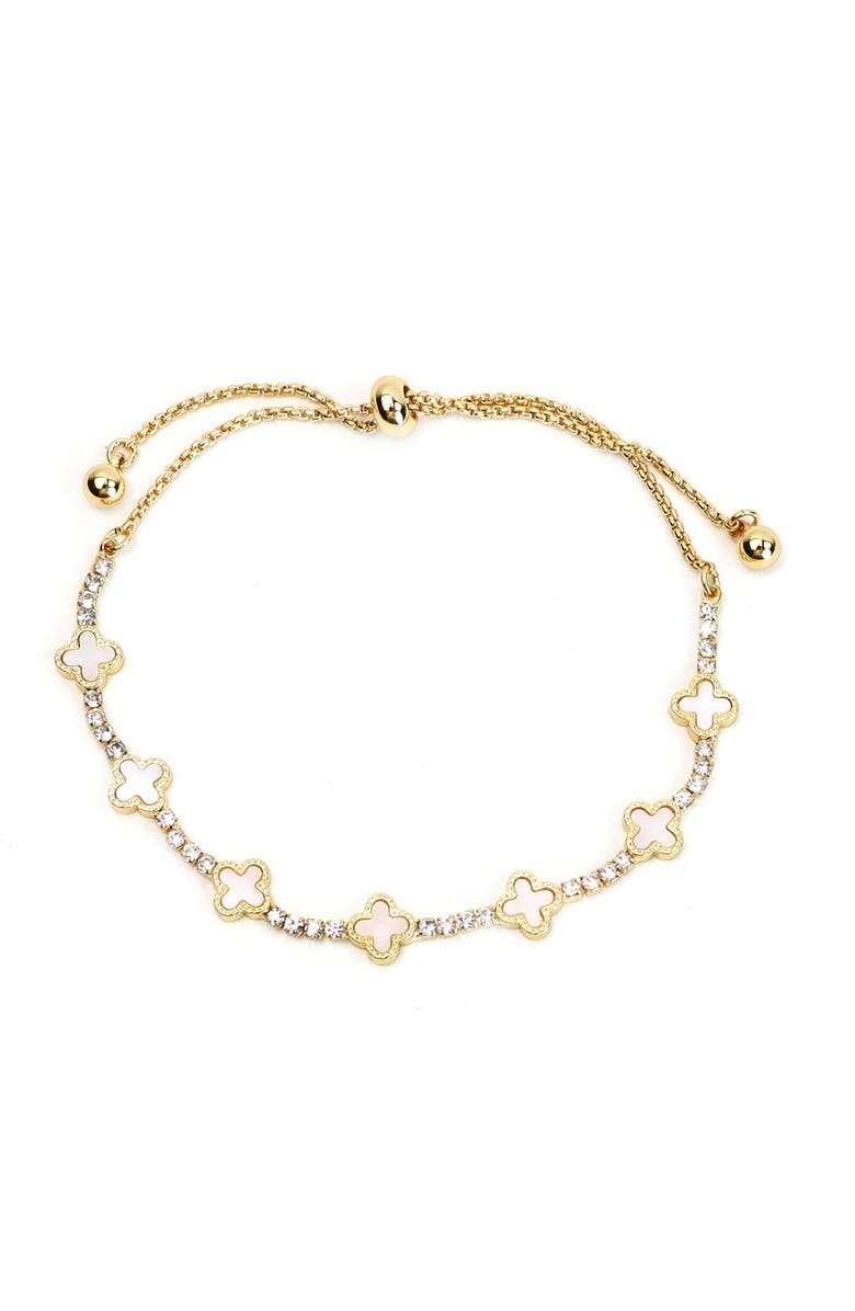 Panacea Mother of Pearl Clover Station Chain Bracelet, Main, color,
