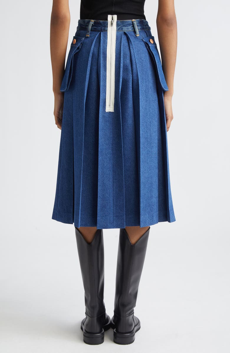 KURO Pleated Denim Cargo Skirt, Alternate, color, Indigo