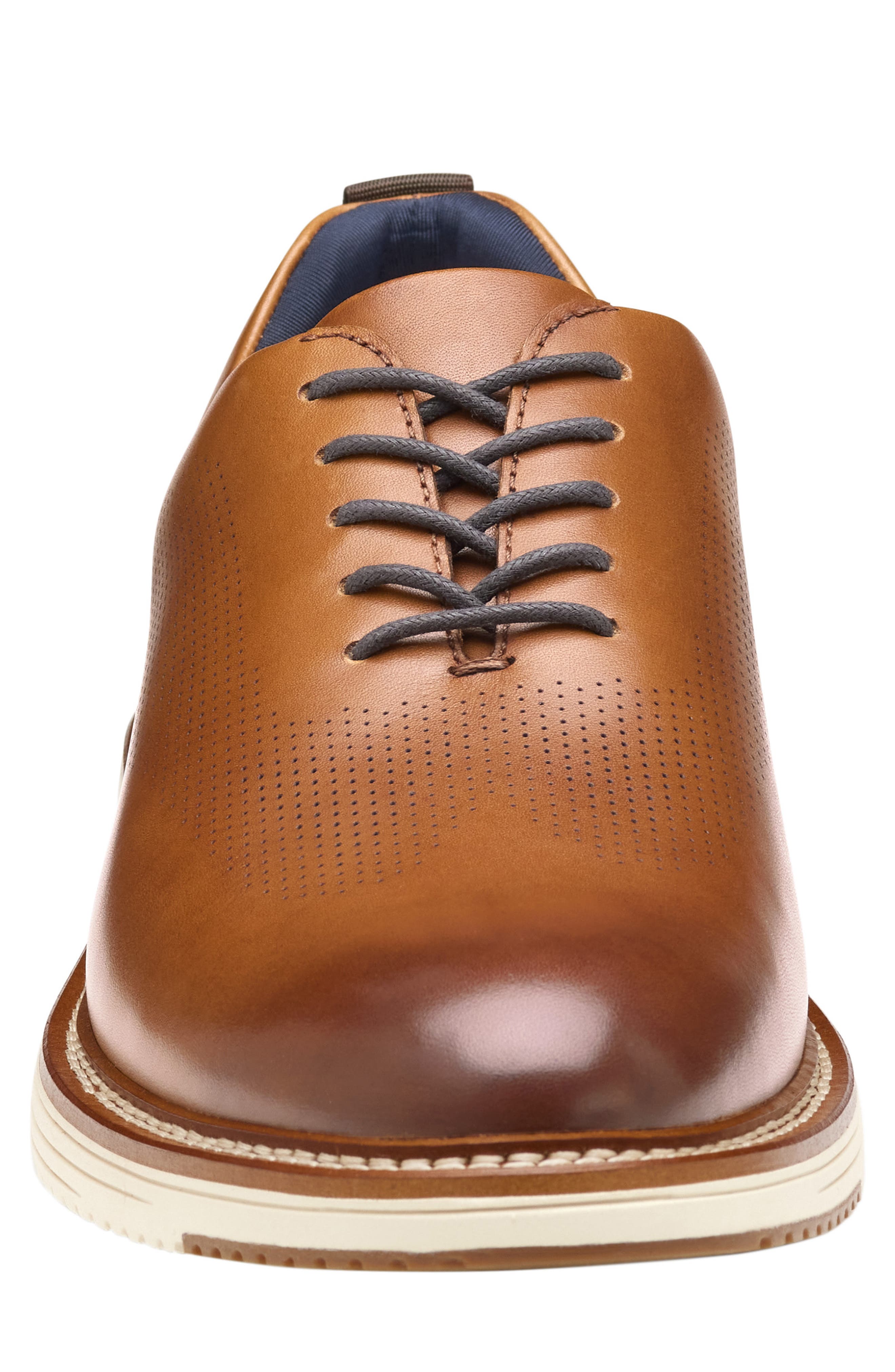 Upton Perforated Plain Toe Oxford, Alternate, color, TAN FULL GRAIN