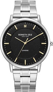 Kenneth Cole Men's Diamond Dial Bracelet Watch - 0.005 ctw, 44mm