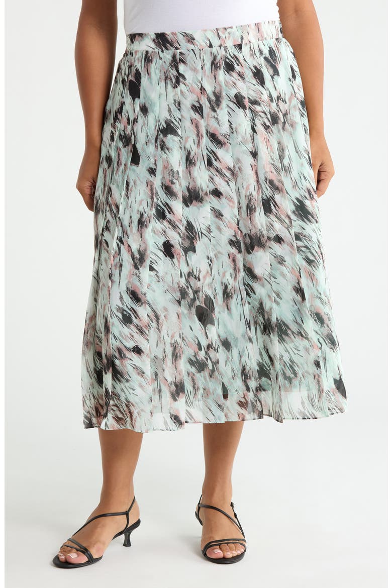Abstract Print Pull-On Midi Skirt, Main, color, SEA GLASS MULTI