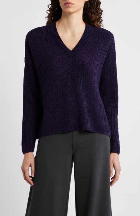 Eileen Fisher V-Neck Stretch Cotton Sweater