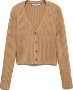 MANGO V-Neck Rib Cardigan