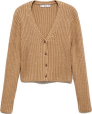 MANGO V-Neck Rib Cardigan