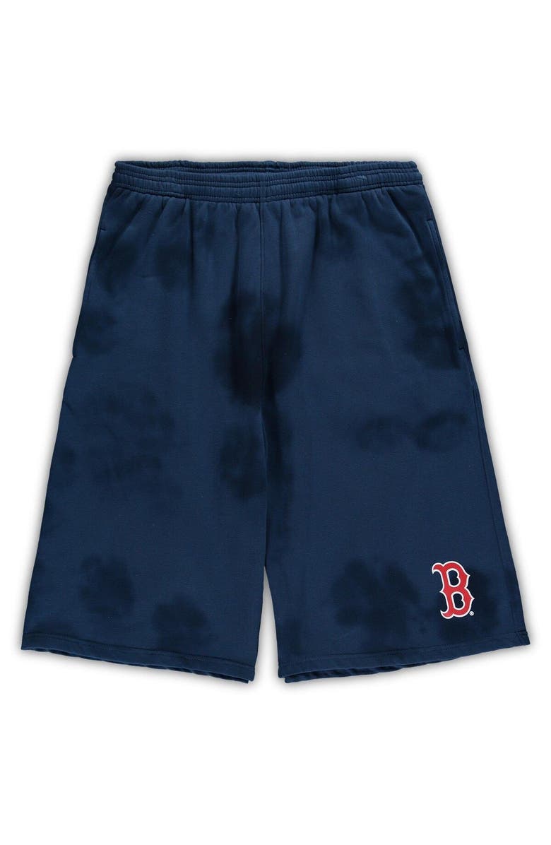 PROFILE Men's Navy Boston Red Sox Big & Tall Tye Dye Fleece Shorts, Main, color, Navy