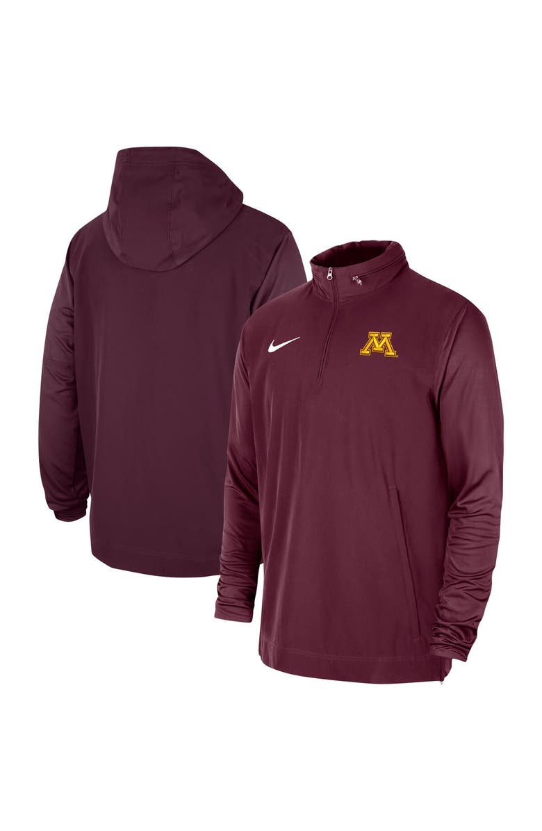 Nike Men's Nike Maroon Minnesota Golden Gophers 2023 Coach Hoodie Half-Zip Jacket, Main, color,