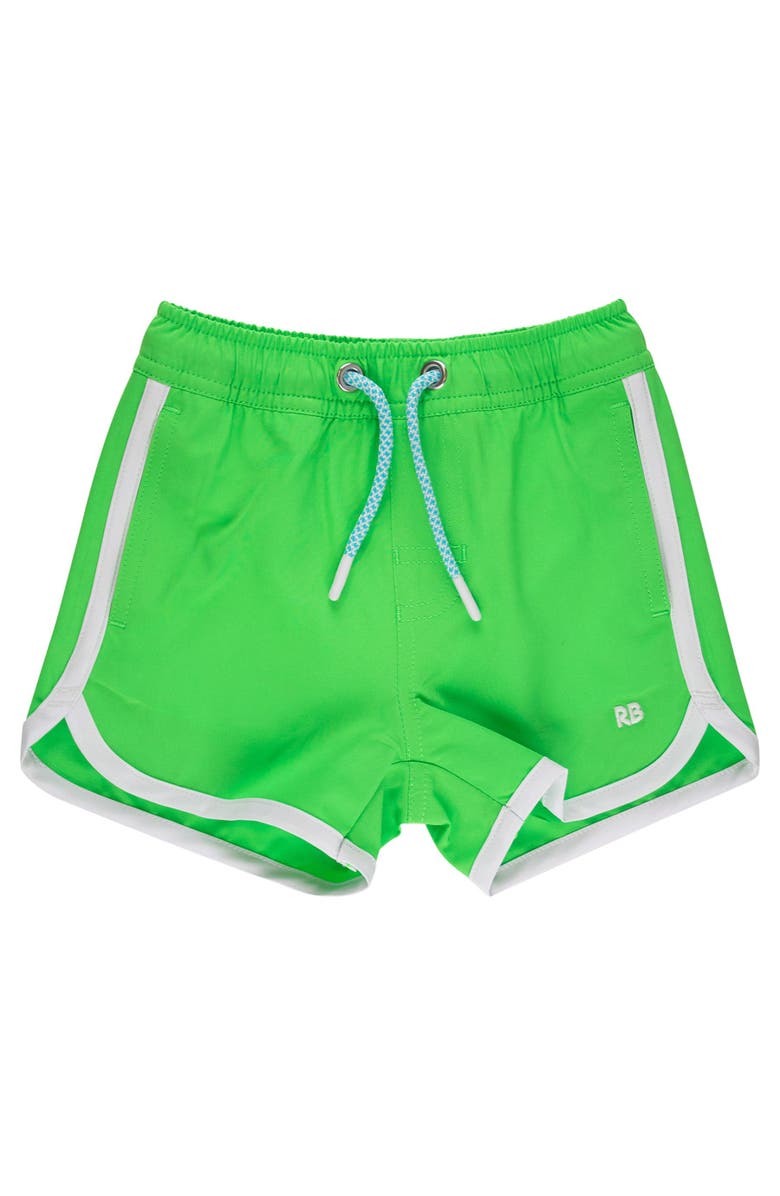 RuggedButts UPF50+ Sun Protected Stretch Dolphin Hem Swim Trunks, Main, color, Neon Lime