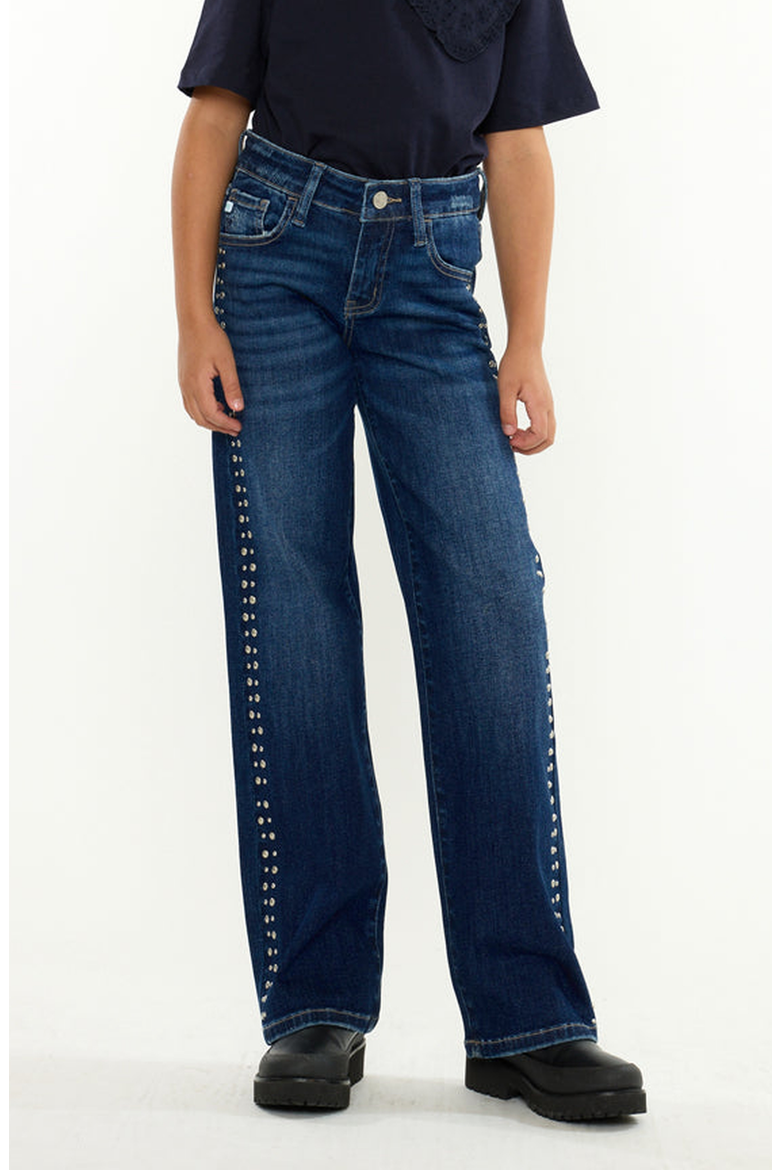 Jolie Mid Rise Slim Wide Jeans, Main, color, Dark Wash