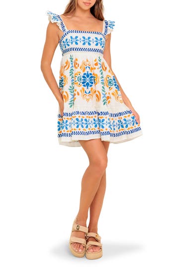 Flying Tomato Print Minidress In White
