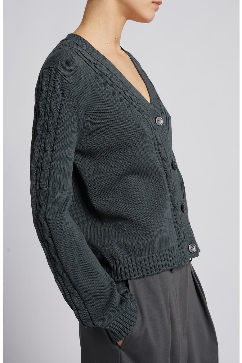 Master Cable Stitch Cardigan, Alternate, color, OIL