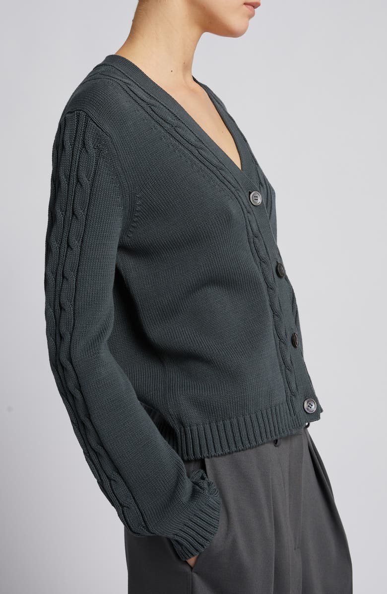 MM by Max Mara Master Cable Stitch Cardigan, Alternate, color, Oil