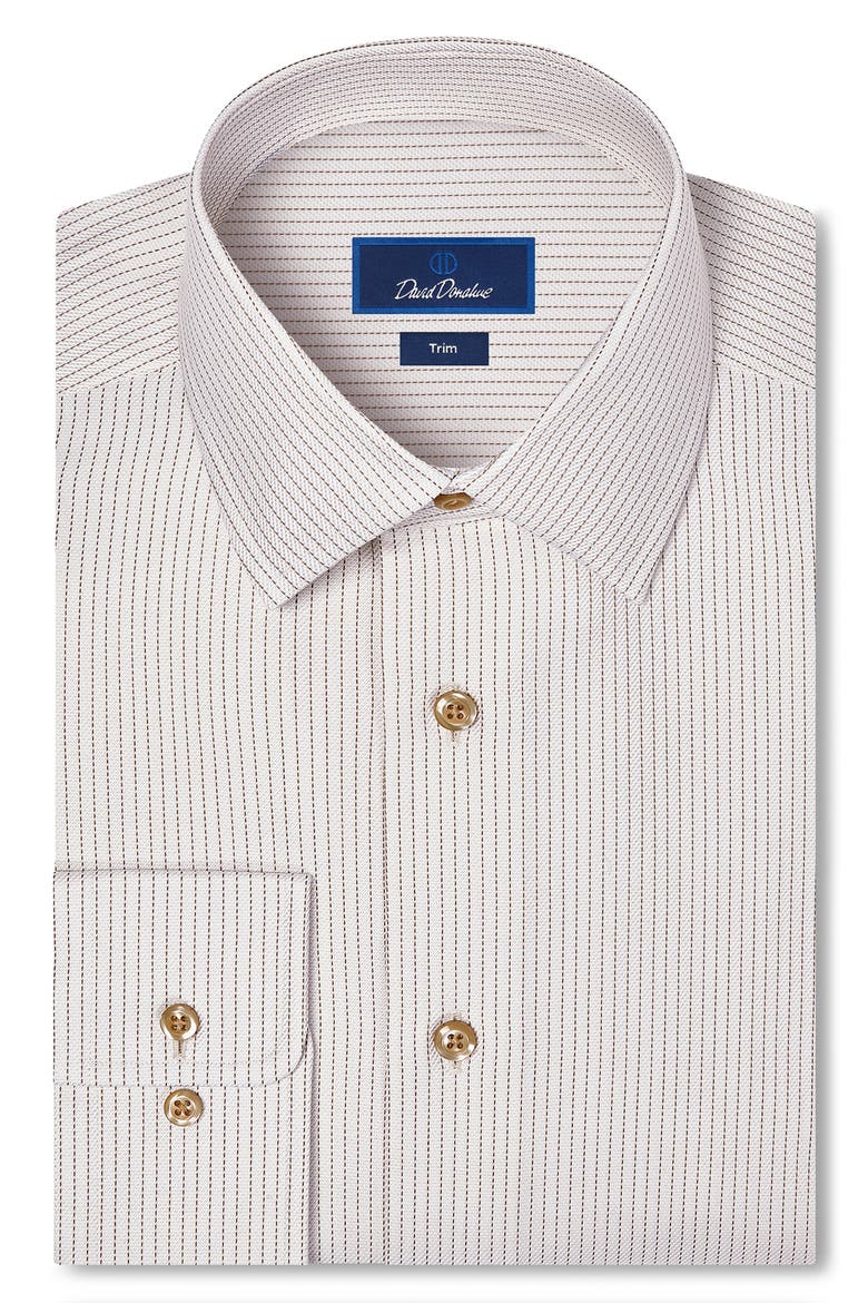 Trim Fit Micro Stripe Cotton Dress Shirt, Main, color, DUNE