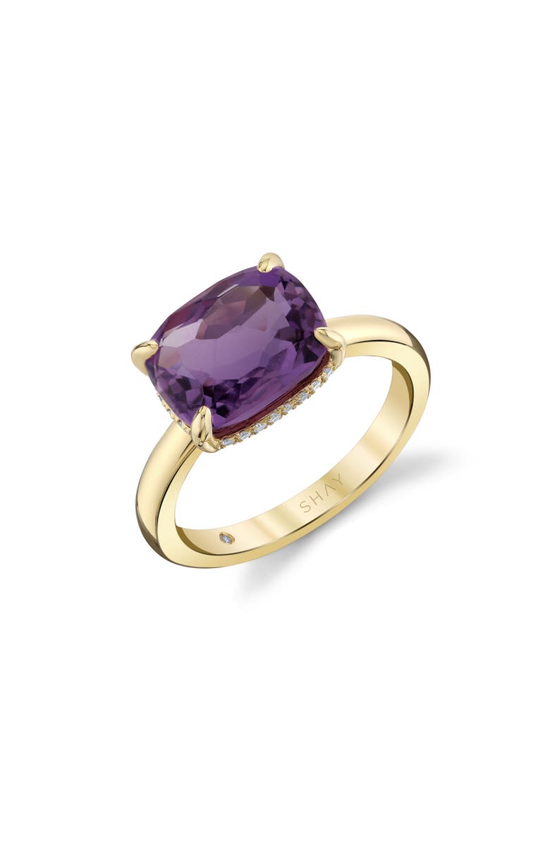 SHAY 18K Gold Amethyst & Diamond Ring, Main, color, Gold