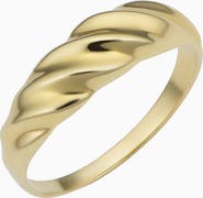 Oradina 10K Yellow Gold Greek Retro Dome Ring
