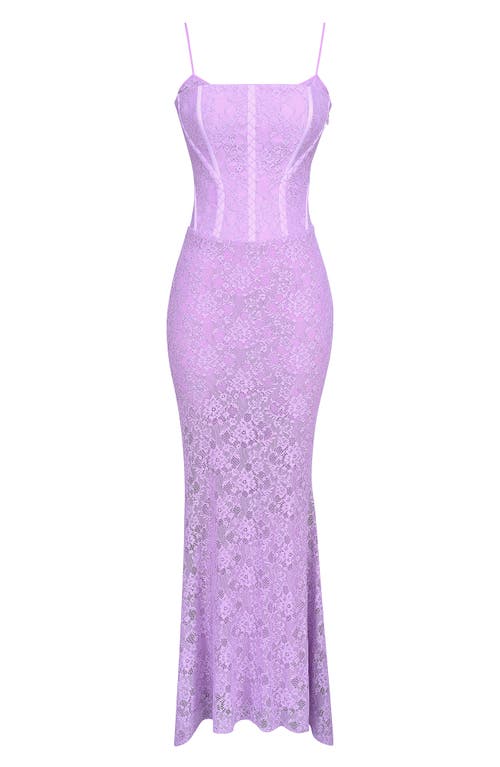 Shop House Of Cb Antonina Mermaid Gown In Sheer Lilac