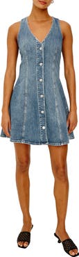 Rails Anaheim Sleeveless Fit & Flare Denim Minidress