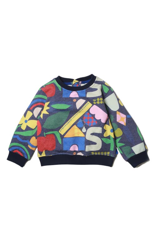 Shop Mon Coeur Kids' Recycled Cotton Blend Graphic Sweatshirt In Navy/multi