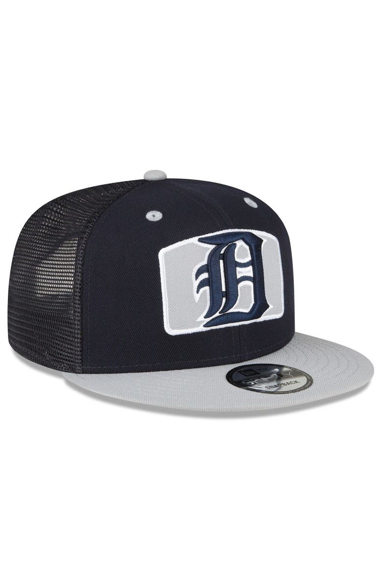 New Era Men's New Era Navy/Gray Detroit Tigers Logo Zoom Trucker 9FIFTY Snapback Hat, Alternate, color,