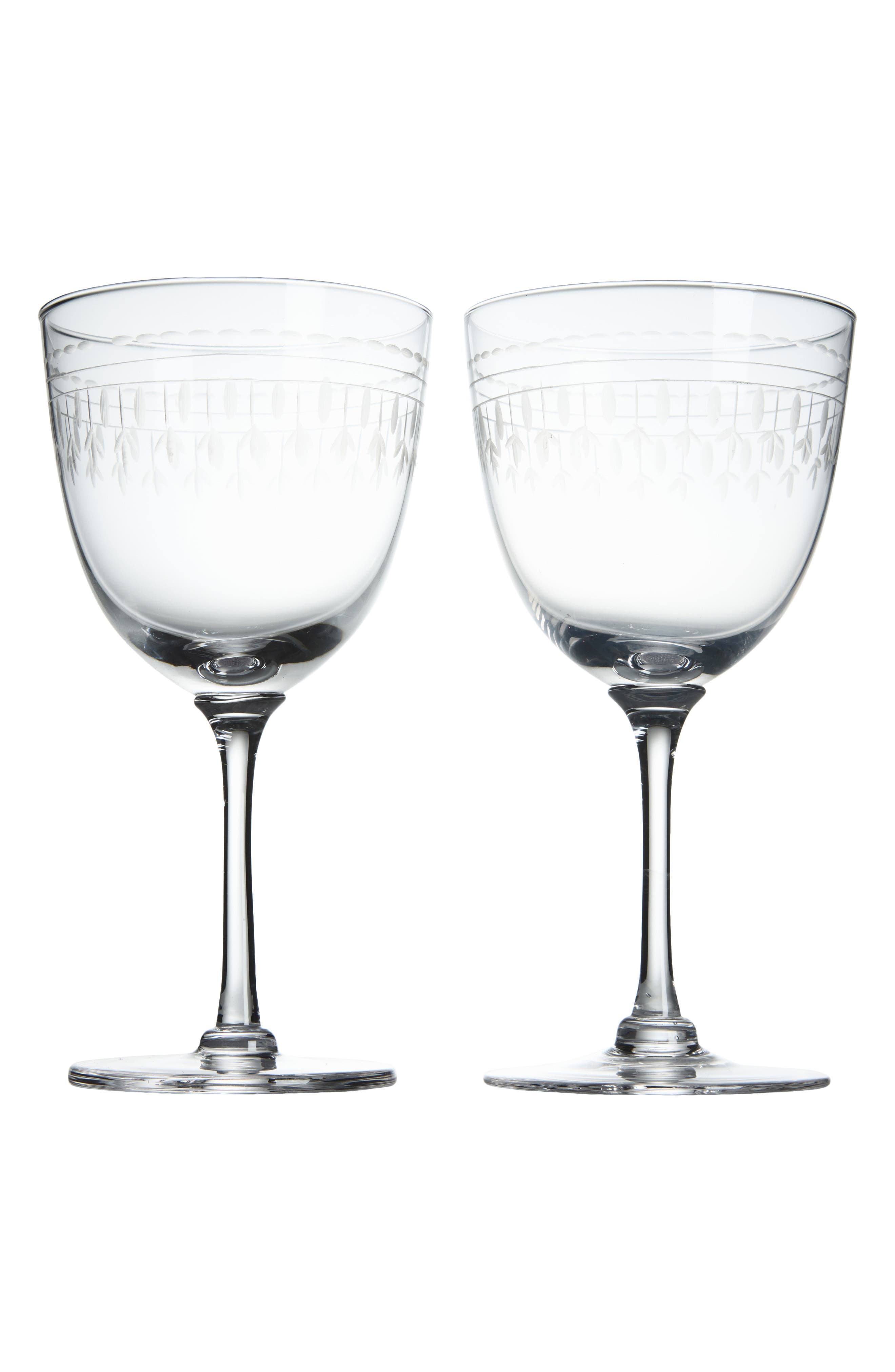 The Vintage List Set of 2 Crystal Wine Glasses in Ovals 