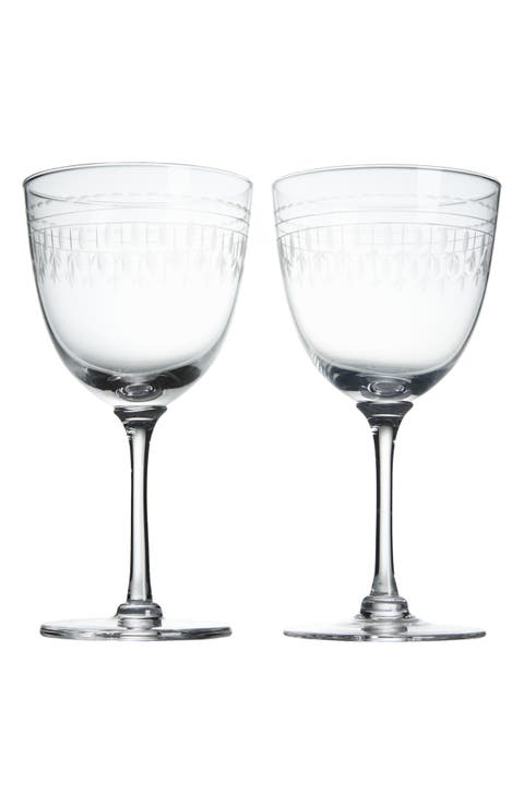 Set of 2 Crystal Wine Glasses