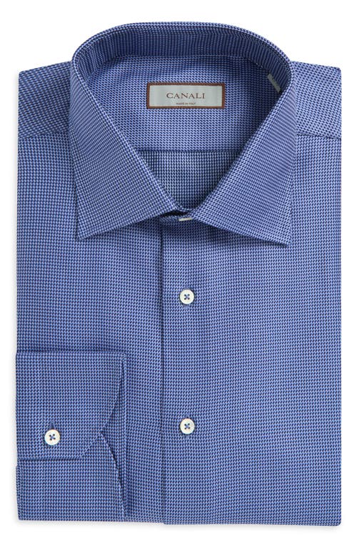 Canali Regular Fit Microprint Dress Shirt in Blue 