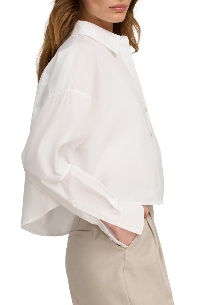 The Crop Ex Boyfriend Button-Up Shirt, Alternate, color, WHITE
