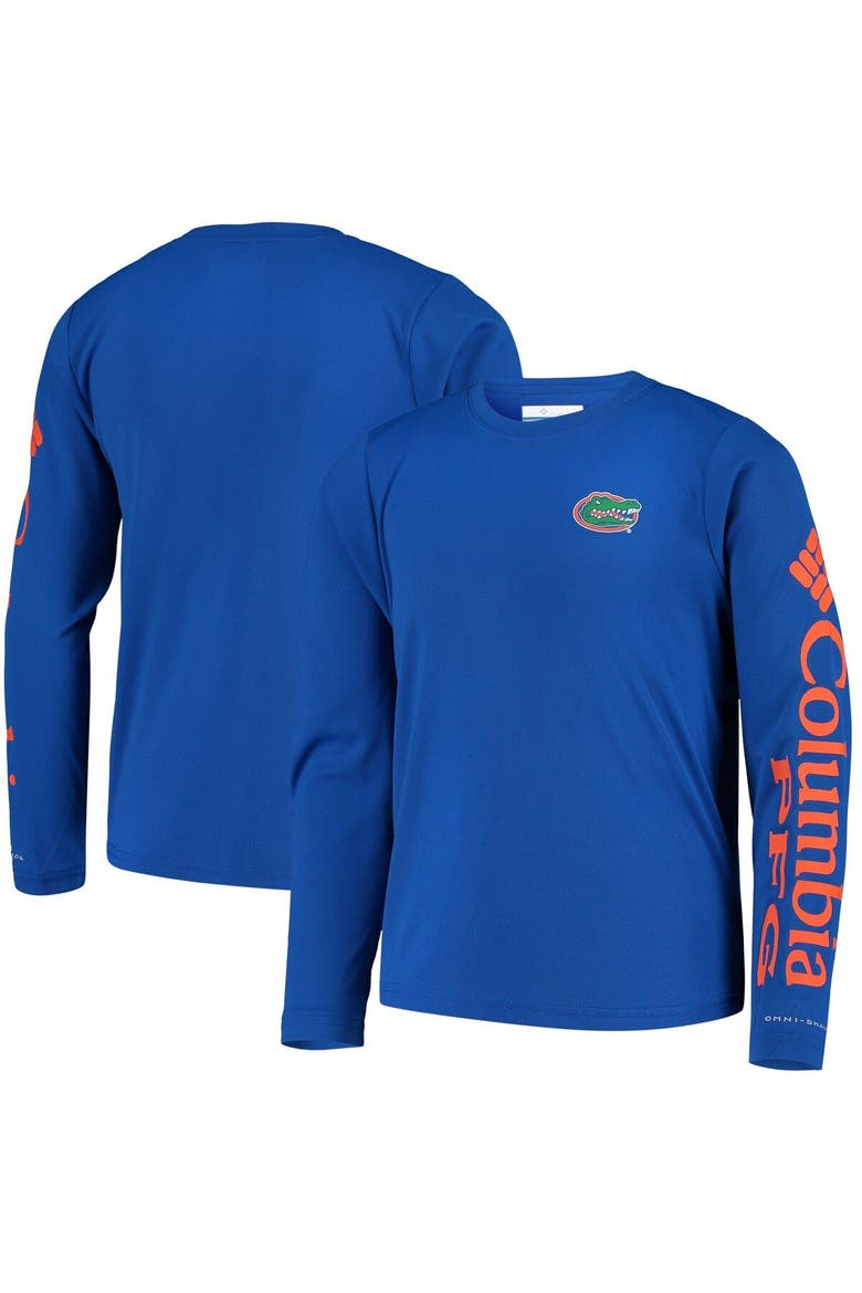 Youth Royal Florida Gators PFG Terminal Tackle Long Sleeve Omni-Shade T-Shirt, Alternate, color, Royal