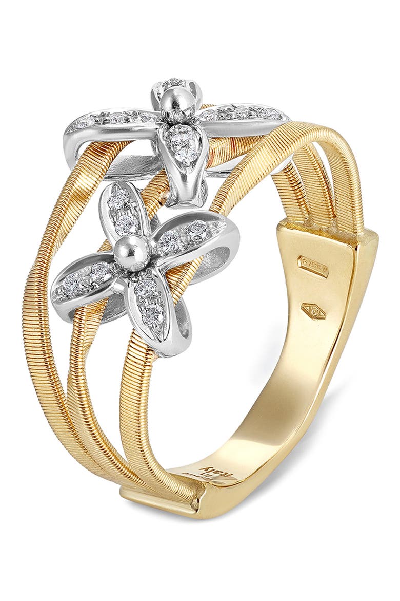 Marrakech Onde 18K Yellow & White Gold with Diamond Flowers Ring, Main, color, YELLOW GOLD/ WHITE GOLD
