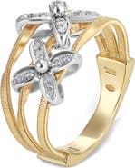 Marco Bicego Marrakech Onde 18K Yellow & White Gold with Diamond Flowers Ring