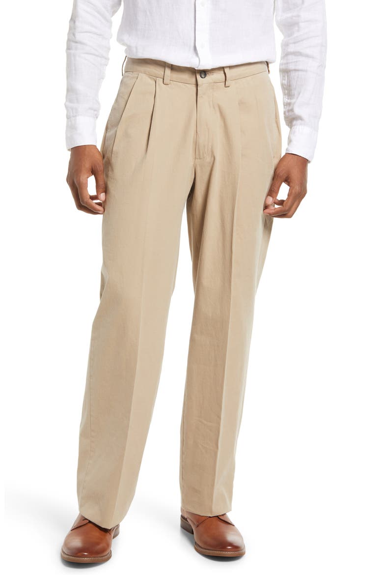 Men's Charleston Pleated Chino Pants, Main, color, KHAKI