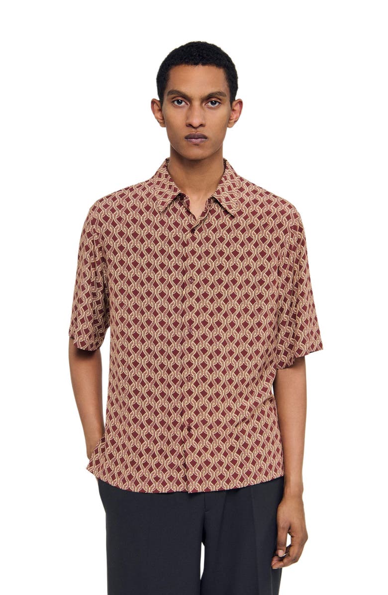 SANDRO Rope print shirt, Alternate, color, Terra