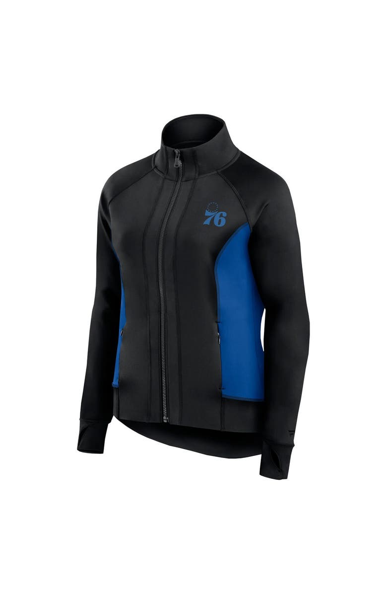 Fanatics Signature Women's Fanatics Signature Black Philadelphia 76ers Studio Fitted Full-Zip Gym Track Jacket, Alternate, color, Black