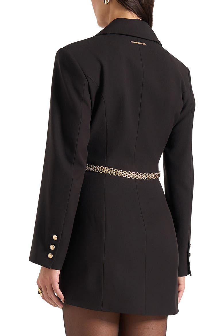 Zara Double Breasted Blazer Dress With Chain, Alternate, color, Black